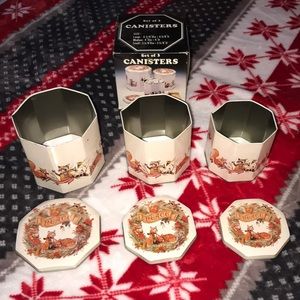VINTAGE SET OF 3 NESTING METAL WILDLIFE CANISTERS